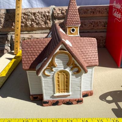Christmas village lighted church