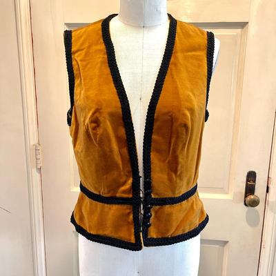 LOT 201   VINTAGE VELVET VEST W/BLACK BRAID TRIM
