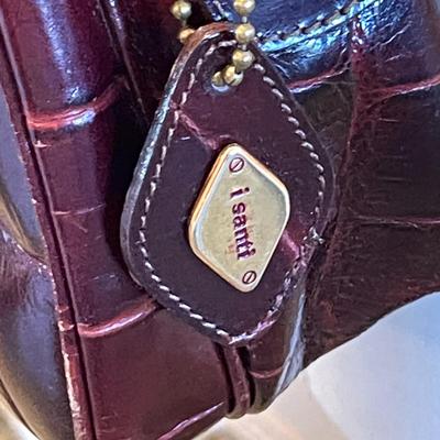 LOT 211  VINTAGE ISANTI ITALIAN LEATHER BURGUNDY CROCODILE SHOULDER BAG