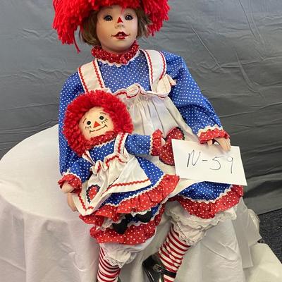 Raggedy Ann porcelain Doll with Baby Doll