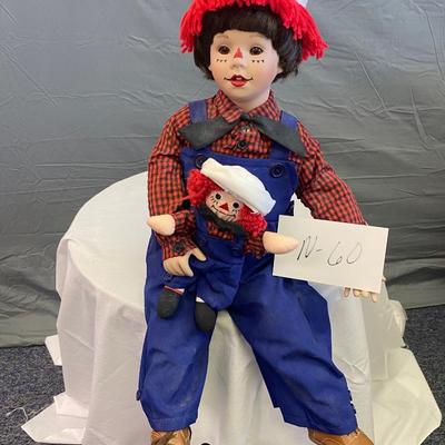 Raggedy Andy Porcelain Doll with Doll