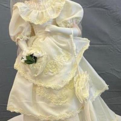 Porcelain Wedding Doll with Umbrella