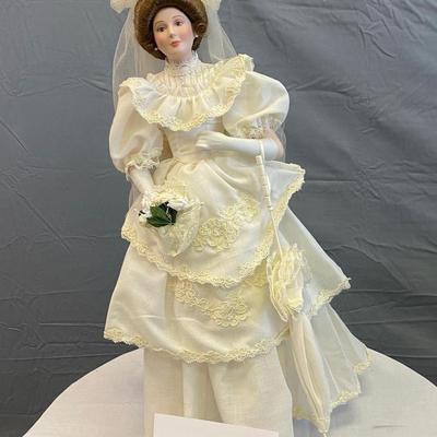 Porcelain Wedding Doll with Umbrella