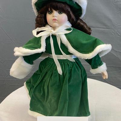 Green Dressed Winter Porcelain Doll
