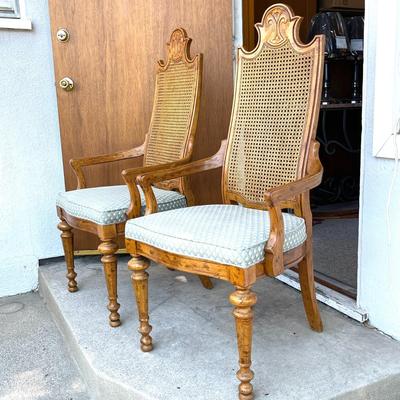 LOT 225   VINTAGE PAIR OF HIGH CANE BACK ARMCHAIRS