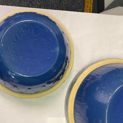 2 Blue Crock Bowls