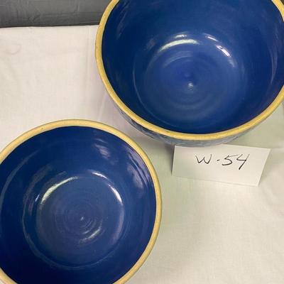 2 Blue Crock Bowls
