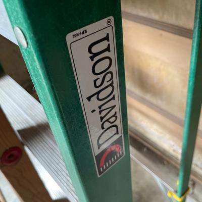 G1-7 foot ladder and two wooden ladders