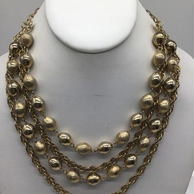 Vintage Gold Tone Metal Type Necklace