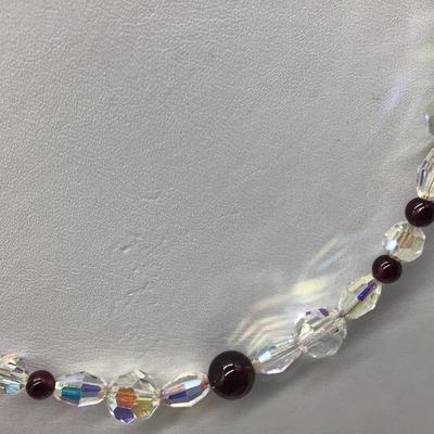 Vintage AB Multi Color Faceted Bead Necklace 14k gf clasp