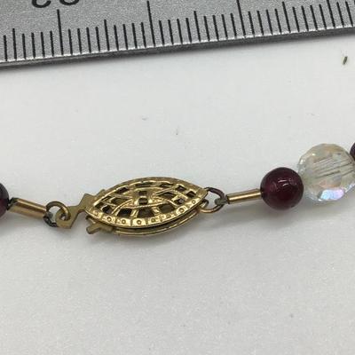 Vintage AB Multi Color Faceted Bead Necklace 14k gf clasp