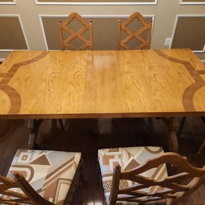 Mid Century MCM Thomasville Pecan Dining table & 6 Chairs 42