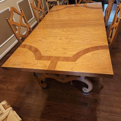 Mid Century MCM Thomasville Pecan Dining table & 6 Chairs 42