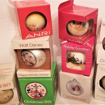 Lot #153  Lot of Vintage Christmas Ornaments - 14 in all - Anri, Schmid, Disney, Hummel