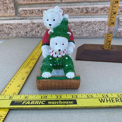 Resin polar bear on sled figurine
