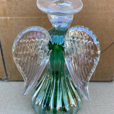 Green glass angel figurine