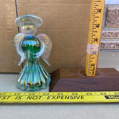 Green glass angel figurine