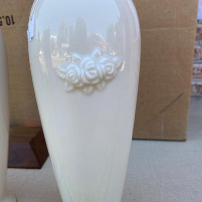 Two white Lennox vases