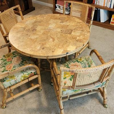 Vintage Rattan Round Low Gaming Table 40
