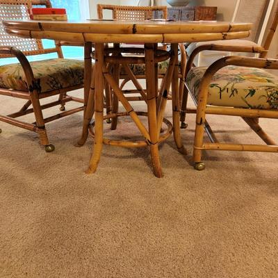 Vintage Rattan Round Low Gaming Table 40