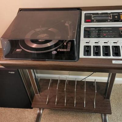 Vintage Allegro Wedge Sound System by Zenith Record , AM/FM 8 Track Combo Player w Stand
