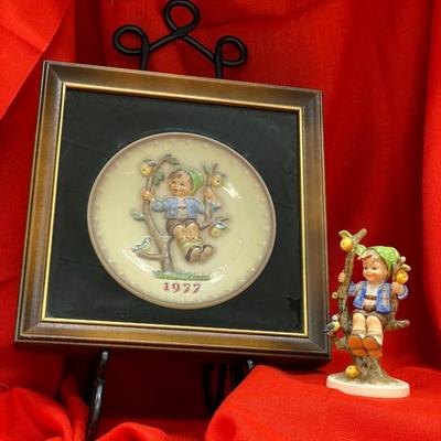 Goebel - Apple Tree Boy Figurine and plate in square frame