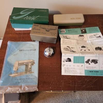 New Home Sewing Machine with Cabinet and Accessories tested