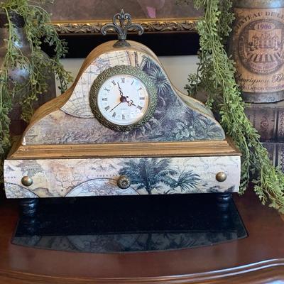 LOT 33R:  Old World Home Decor: Wine Bottles, Faux Books, Clock & More