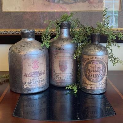 LOT 33R:  Old World Home Decor: Wine Bottles, Faux Books, Clock & More