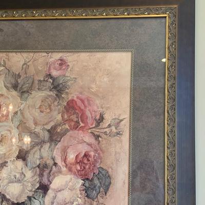 LOT 34R: Signed Floral Print, Beautifully Matted & Framed