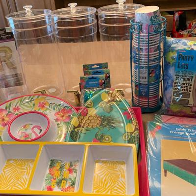 LOT 42:  Summer/Luau Party  Serving Trays, Beverage Dispensers & More