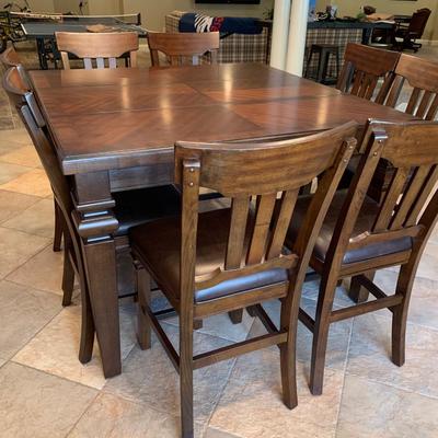 LOT 43R: Carter 9pc Counter Height Dining Set  (Like New)