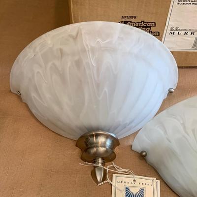 LOT 56R: New in Box Light Fixture & A Matching Pair of Light Fixtures