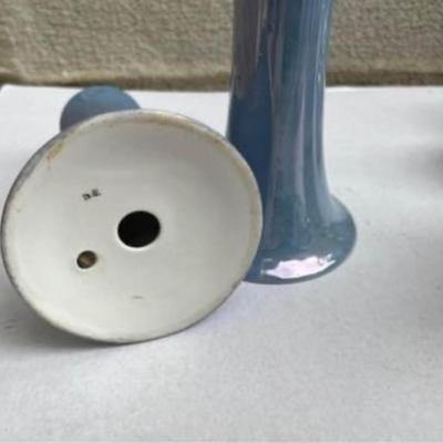 Vintage powder blue Lusterware candle stick holders