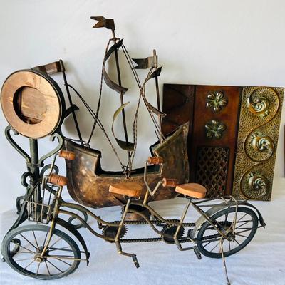 Metal Art, Tandem Bicycle and Ship (D-JM)
