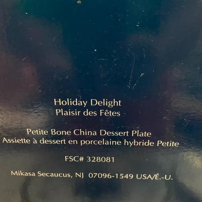 2 Mikasa Holiday Delight Christmas Cake Plates. Petite Bone China. Poinsettia & Pine Cone Design - 7.5â€ diameter each approx