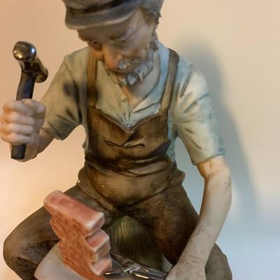 Vintage Hand Painted Ceramic Working Man Figurine Blacksmith Limited edition 94 of 166 - 8â€ tall x 5â€ wide approx