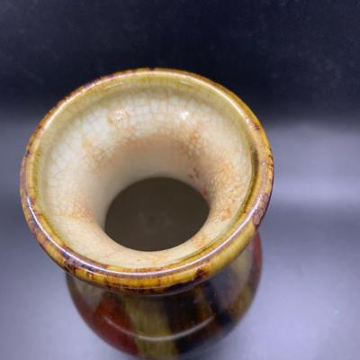 Vintage Pottery Vase rich colors - 6â€ tall x 3â€ wide approx