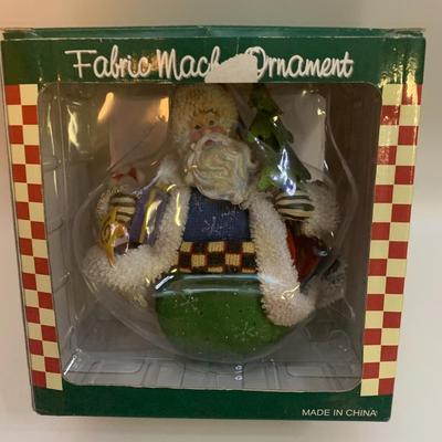 Vintage Design Fabric Mache Roly Poly Ornament Old World Santa w/ Gifts 5.5â€ tall and wide approx