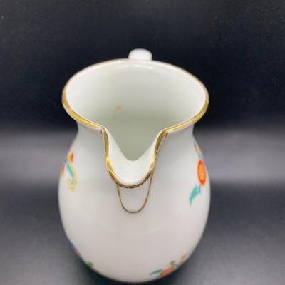 Vintage Ceramic Coffee Tea Pot and creamer - 10.5â€ tall x 7.5â€ wide pot & 5â€ tall x 4â€ wide creamer approx