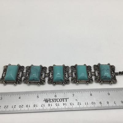 Faux Turquoise large  Panel Bracelet