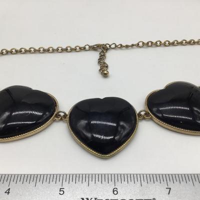 Vintage Black Heart Trio Necklace