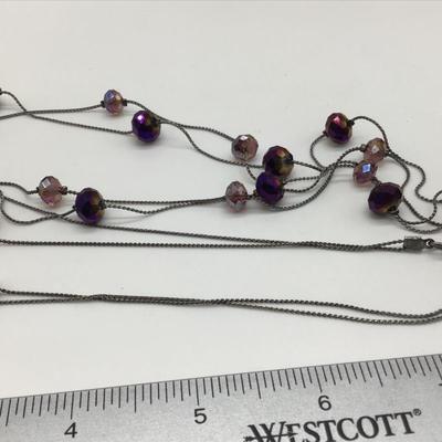 Purple Glass Faceted Costume Necklace