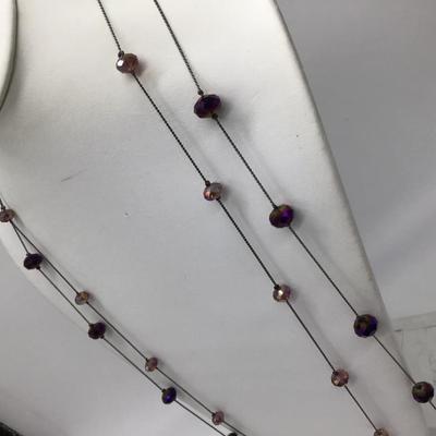 Purple Glass Faceted Costume Necklace