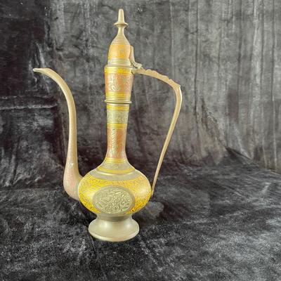 Brass etched India Tea Pot(D-NM)