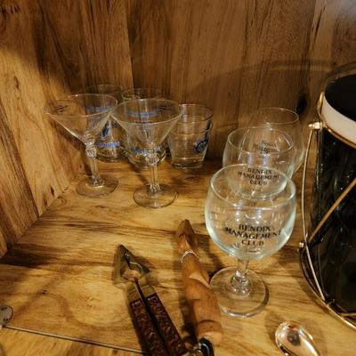 Mid Century Barware Lot Calvert Whiskey glasses