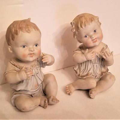 Lot #170  Pair of Vintage Bisque China Piano Babies