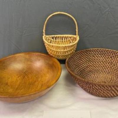 Wooden Bowl And Basket