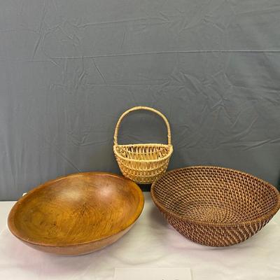 Wooden Bowl And Basket