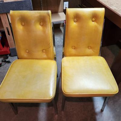 2 Vintage Vinyl and Chrome Chairs